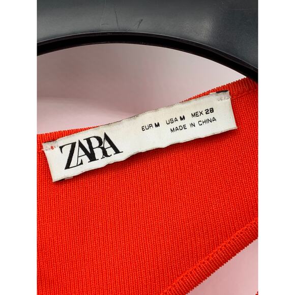 ZARA Women's Red Ribbed Crewneck Cutout Back Sleeveless Bodycon Maxi Dress SZ M - Picture 9 of 10